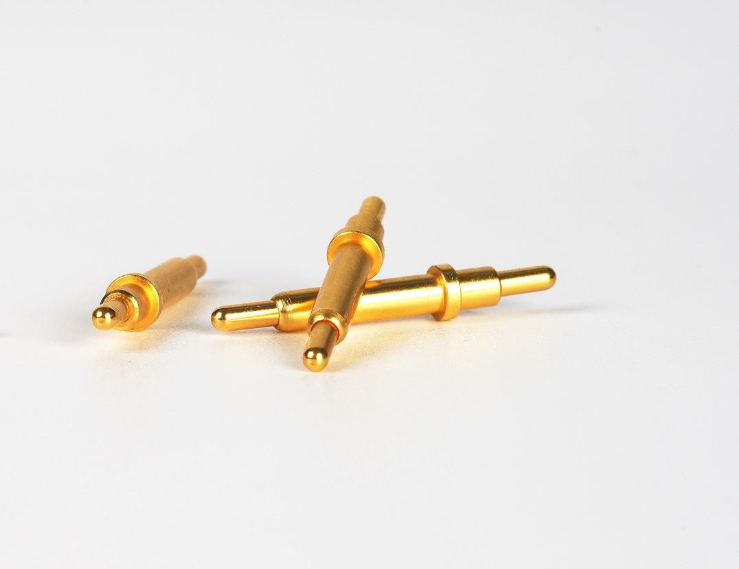 Spring-loaded contact pins for pcb